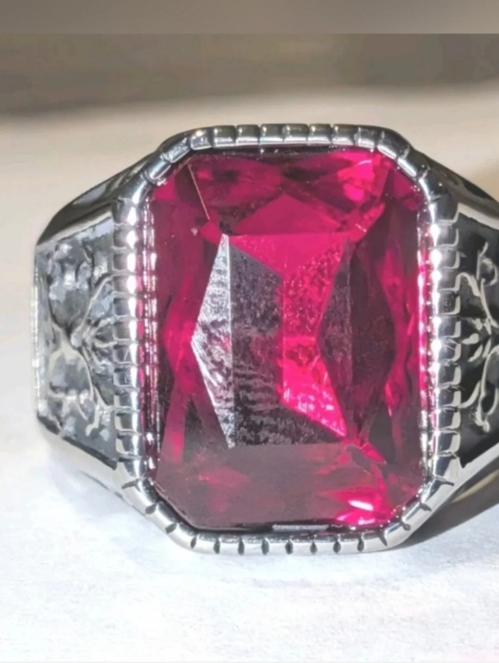 Retro Viking 5ct Lab Created Ruby Gemstone Mens Ring 14k Silver Plated Sz 11